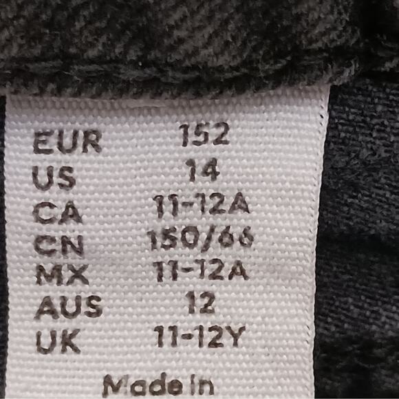 H&M Girls Wide High Waist Jeans Size 14 Black Faded Distressed Slit Denim - Picture 8 of 12